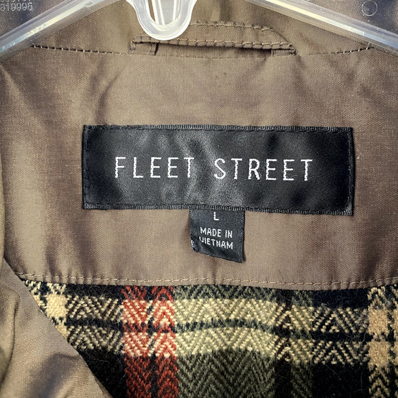 Fleet Street Rain Jacket Coat Mid Length Womens Sz L Wind Resistant Black Tan - Picture 3 of 14